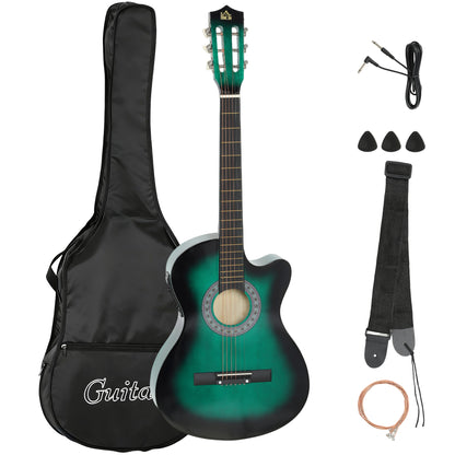 Beginner Acoustic Electric Cutaway Guitar Adult Junior Guitar, Green