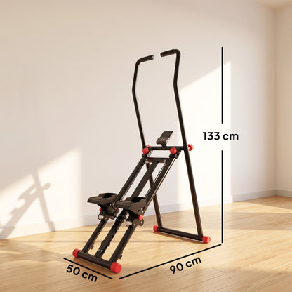 Stair Stepper for Home Gym with 3 Resistances, Foldable Vertical Stair Climber Workout Machine with Adjustable Handlebar, LCD Monitor, Phone Holder for Full Body Exercise, Max Load 150 kg