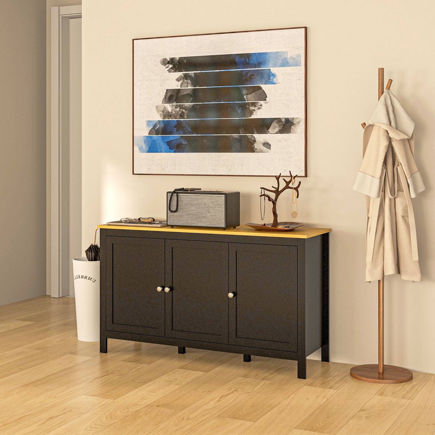 Sideboard Buffet Storage Cabinet, Storage Cabinet with Doors, Black
