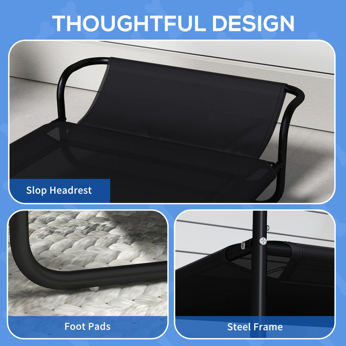 Raised Pet Bed with Slope Headrest, Washable Breathable Mesh, Foot Pads, for Small Dogs, 80 x 59 x 26cm