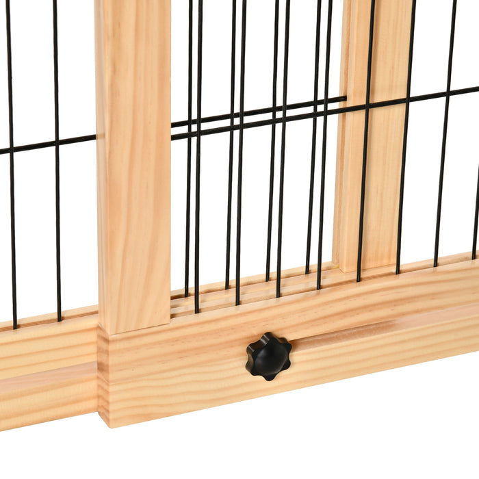 Adjustable Wooden Pet Gate Freestanding Dog Barrier for Doorway