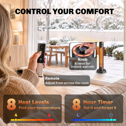 2000 W Electric Infrared Patio Heater with Oscillation, Black