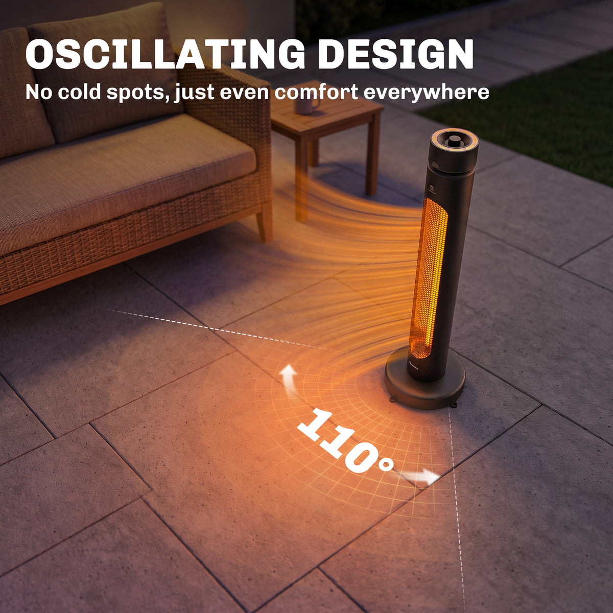 2000 W Electric Infrared Patio Heater with Oscillation, Black