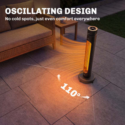 2000 W Electric Infrared Patio Heater with Oscillation, Black