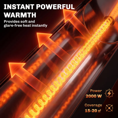 2000 W Electric Infrared Patio Heater with Oscillation, Black
