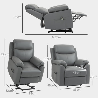 Power Lift Chair Electric Riser Armchair with Remote Control, Grey