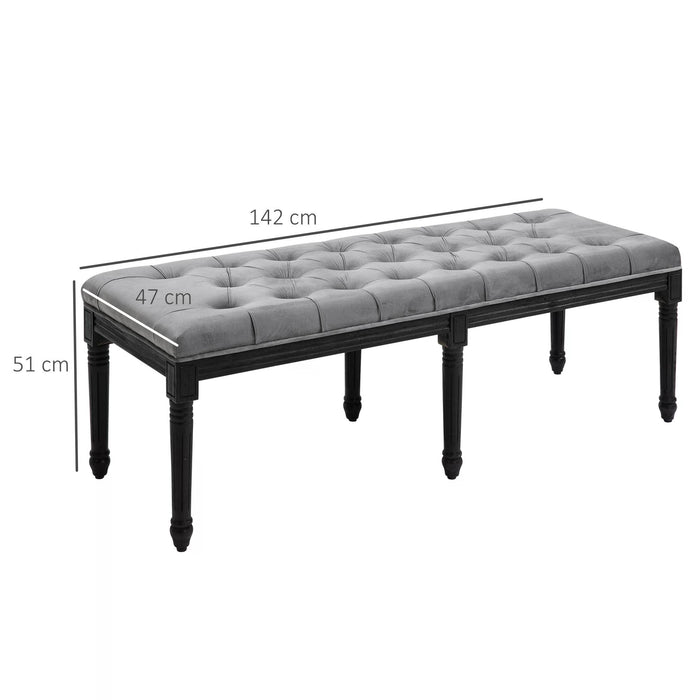 Fabric Bed End Bench Velvet Upholstered Tufted Accent Lounge Sofa Window Seat for Living Room, Bedroom, Hallway, Grey