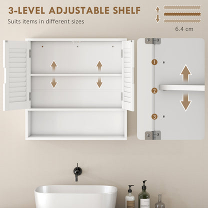 Bathroom Cabinet, Wall Mounted Cabinet with Adjustable Shelves, White