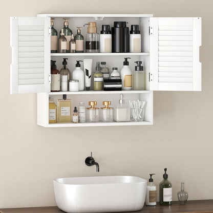 Bathroom Cabinet, Wall Mounted Cabinet with Adjustable Shelves, White