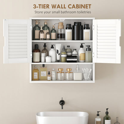 Bathroom Cabinet, Wall Mounted Cabinet with Adjustable Shelves, White