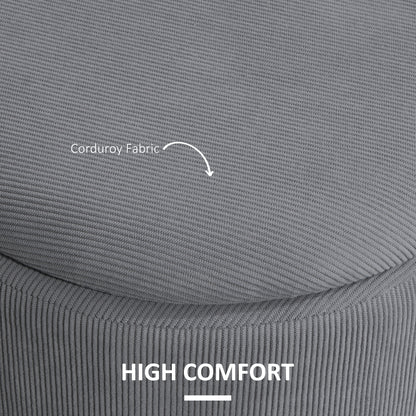 Fabric Storage Ottoman with Removable Lid, Set of 2, Light Grey