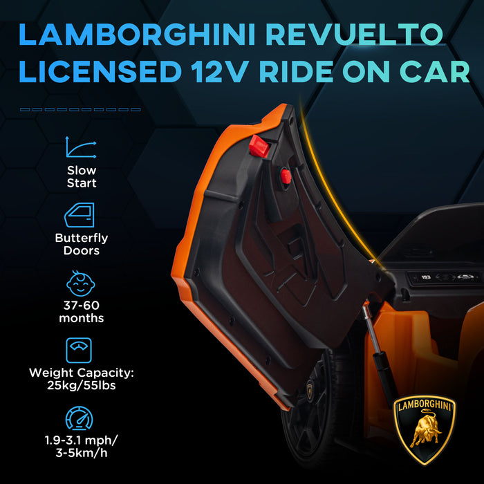 Lamborghini Revuelto Licensed Ride on Car w/ Suspension Orange