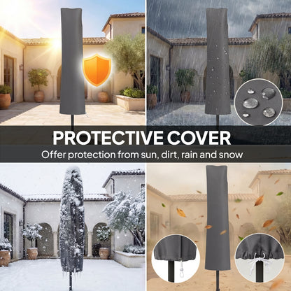 3 m Cantilever Parasol, Offset Umbrella with Cover and Wind Ropes