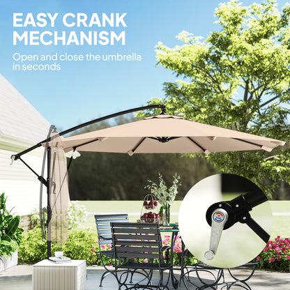 3 m Cantilever Parasol, Offset Umbrella with Cover and Wind Ropes