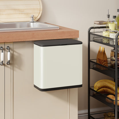 8L Hanging Kitchen Bin, Rubbish bin w/ Stay-Open Lid for Under Sink