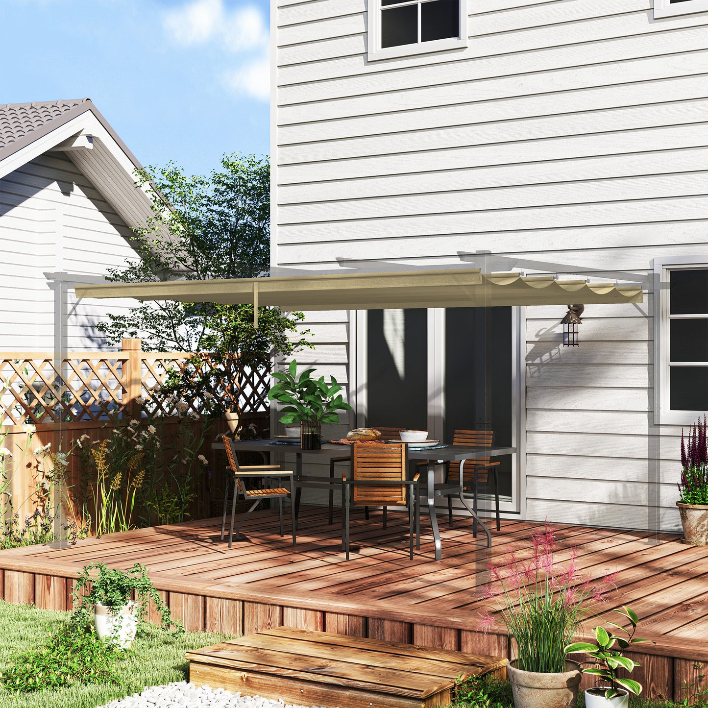 Pergola Shade Cover Replacement Canopy for 4 x 3(m) Pergola, Tan