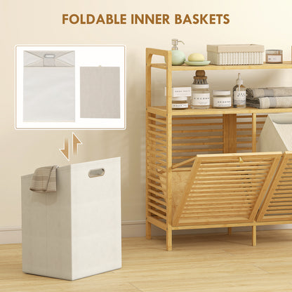 Double Tilt Out Laundry Cabinet Bamboo Laundry Hamper Cabinet