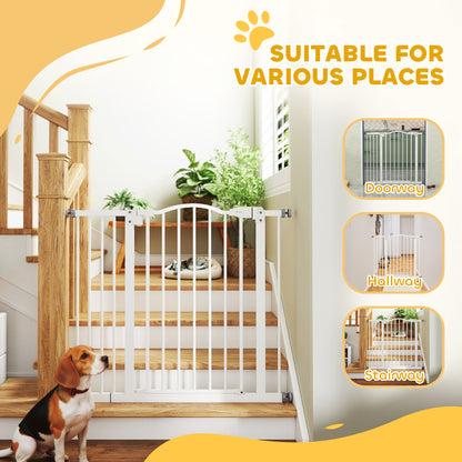 74-94cm Adjustable Metal Pet Gate Safety Barrier w/ Auto-Close White