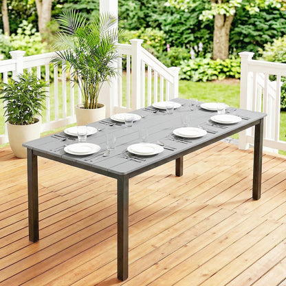 180 x 86 cm Garden Dining Table for 6-8 Person, Grey