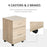 File Cabinet Cupboard Storage with Two Drawers, Table Storage Box with Wheels, Cabinet Bedside Table Storage Box, Oak