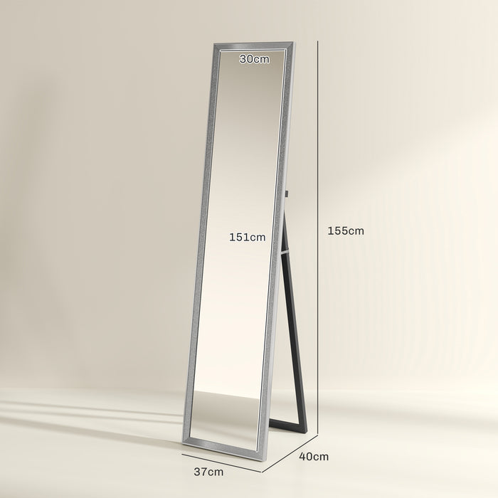 Floor Mirror Wall Mounted Leaning Standing Mirror 37 x 157cm Silver