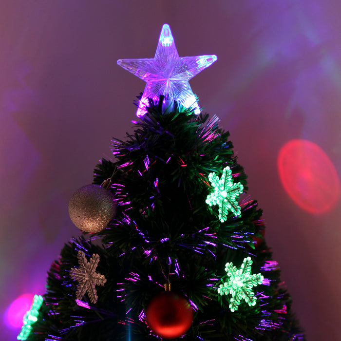 3FT Green Fiber Optic Full Lights Christmas Tree Multi LED Stars