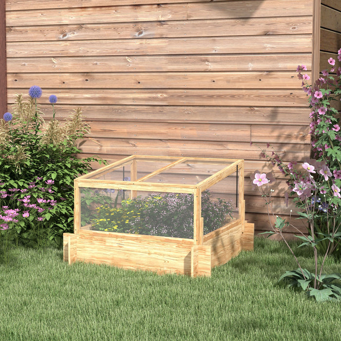 Raised Garden Bed with Cold Frame Greenhouse and Openable Top, Wooden Elevated Planter Box for Vegetables, Flowers and Herbs