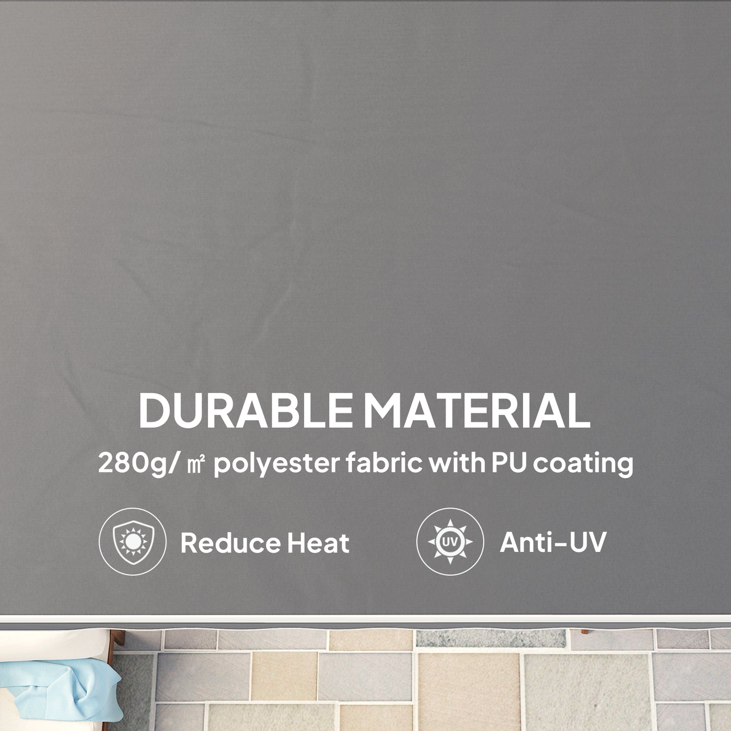 Garden Sun Shade Canopy Retractable Awning, 2.5 x 2m, Dark Grey