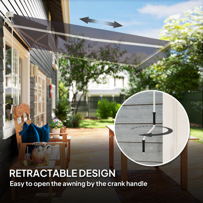 Garden Sun Shade Canopy Retractable Awning, 2.5 x 2m, Dark Grey