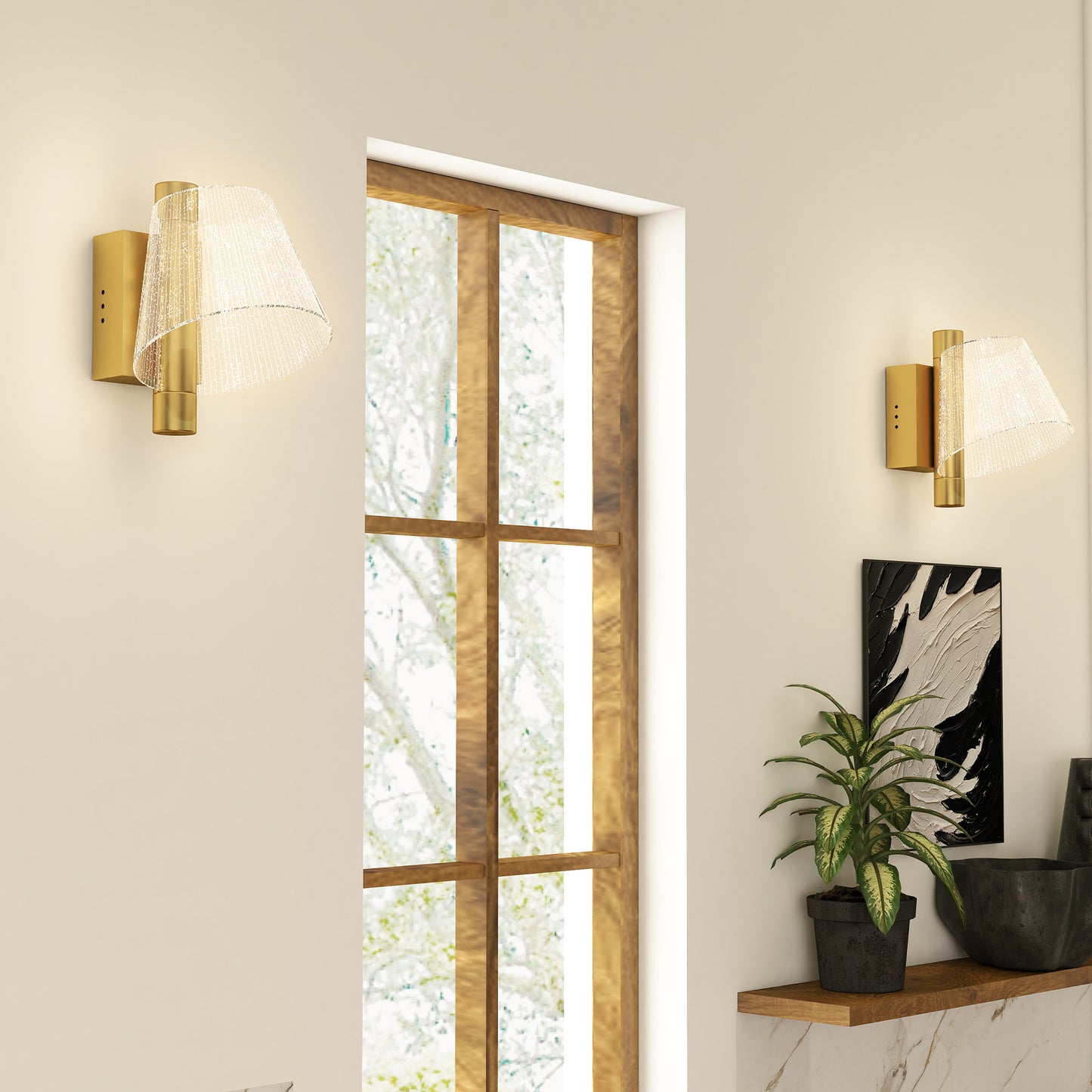 Led Wall Lamp 2 Pack, Modern Indoor Starry Wall Light, Gold