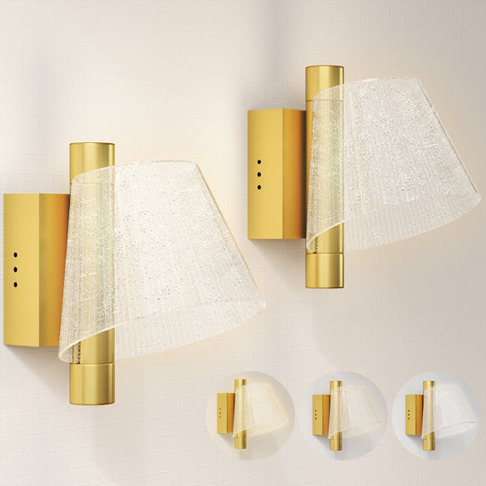Led Wall Lamp 2 Pack, Modern Indoor Starry Wall Light, Gold