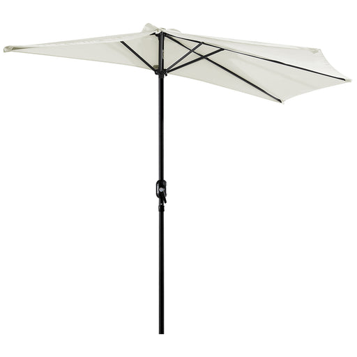 2.7m Balcony Half Parasol 5 Steel Ribs Construction Garden Outdoor Umbrella Cream White