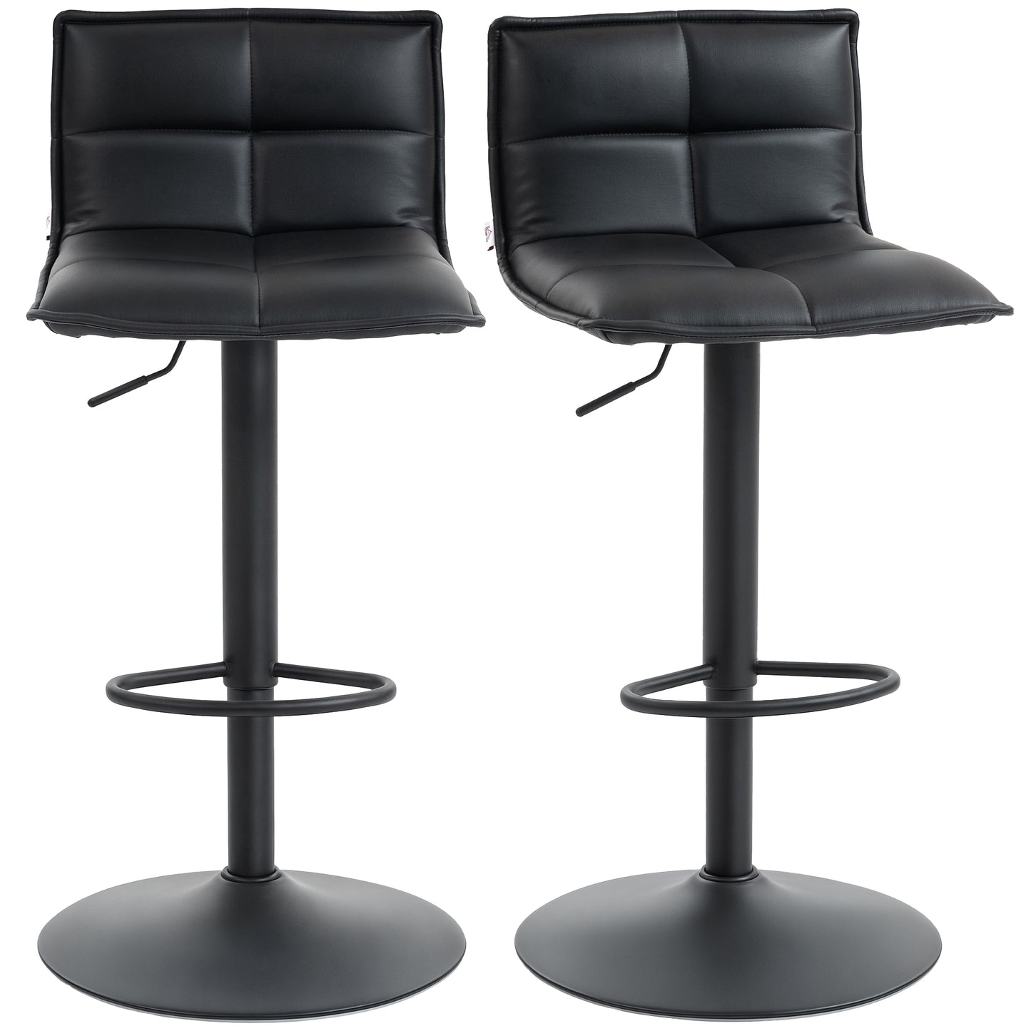 Bar Stools Set of 2 Swivel Height Adjustable Barstools Black