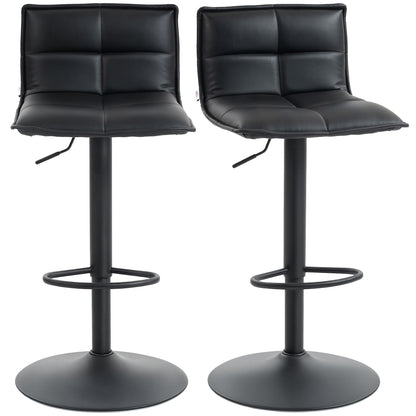 Bar Stools Set of 2 Swivel Height Adjustable Barstools Black