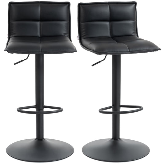 Bar Stools Set of 2 Swivel Height Adjustable Barstools Black