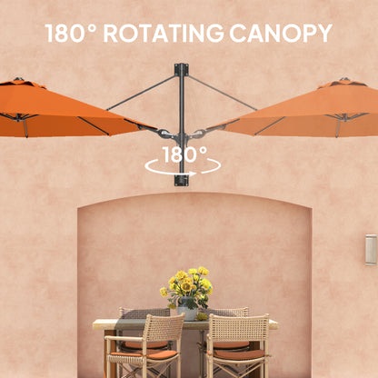 Sun Parasol with Vent, Wall Umbrella for Patio, Garden, Orange