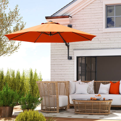 Sun Parasol with Vent, Wall Umbrella for Patio, Garden, Orange