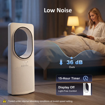 Bladeless Tower Fan with Oscillating, 3 Speeds, 3 Modes, 15H Timer
