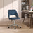 Mid-Back Swivel Home Office Chair Scallop Computer Chair Dark Blue