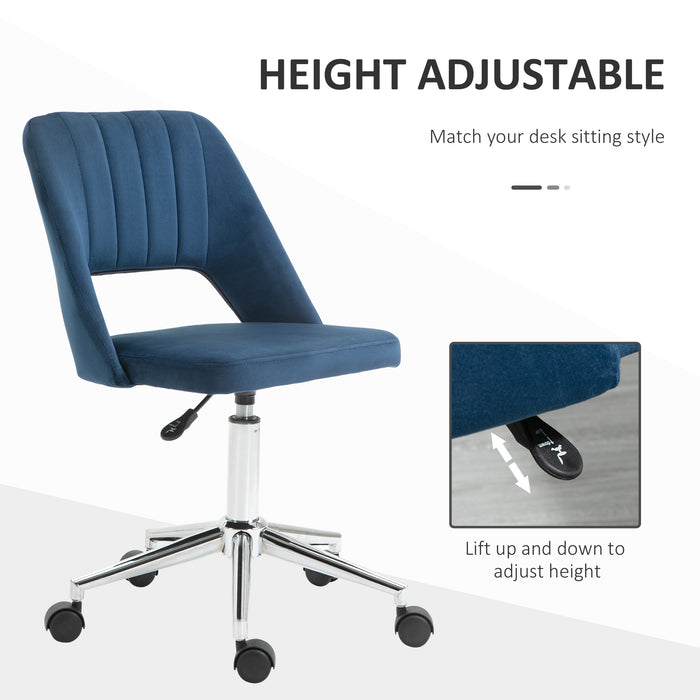 Mid-Back Swivel Home Office Chair Scallop Computer Chair Dark Blue