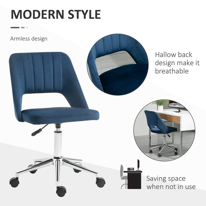 Mid-Back Swivel Home Office Chair Scallop Computer Chair Dark Blue