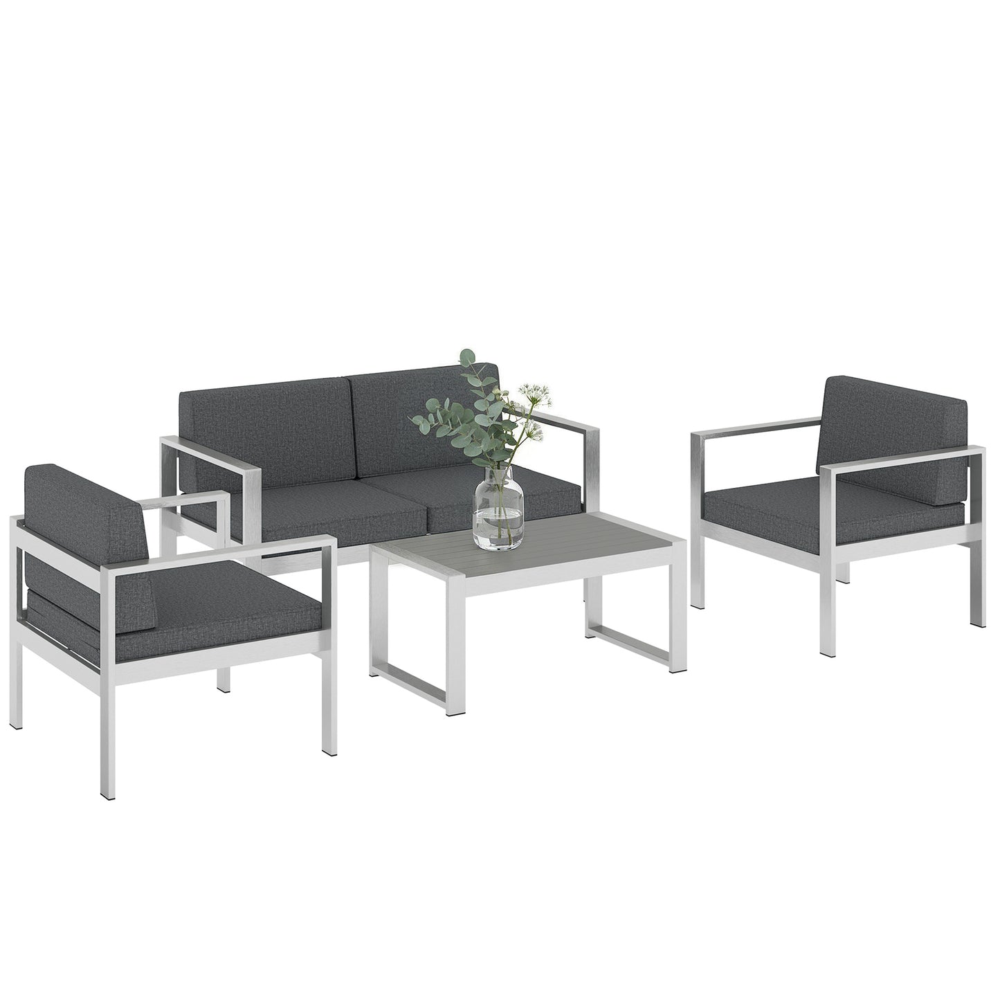 4 Seater Aluminium Garden Furniture Sofa Set with Olefin Cushions