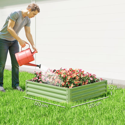Raised Garden Bed Metal Patio Backyard Flower Planter, Light Green