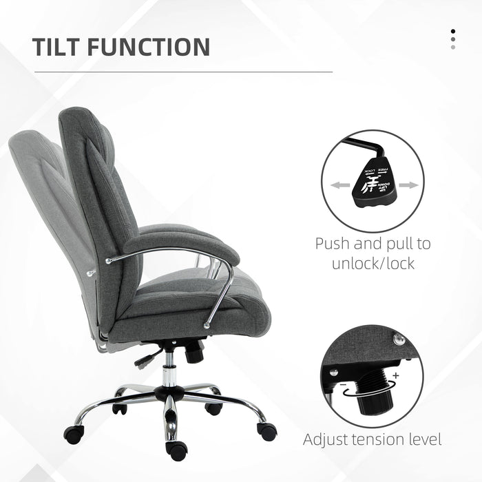 Swivel Desk Chair with Linen Fabric√î¬∫√•Study Task Chair for Home Office, Adjustable Height, Armrests, Swivel Wheels, Grey