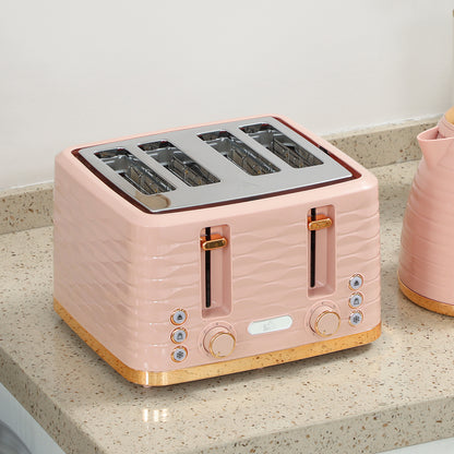Kettle and Toaster Set 1.7L Kettle & 4 Slice Toaster, Light Pink
