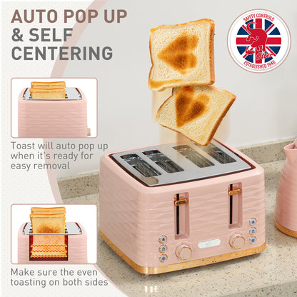 Kettle and Toaster Set 1.7L Kettle & 4 Slice Toaster, Light Pink
