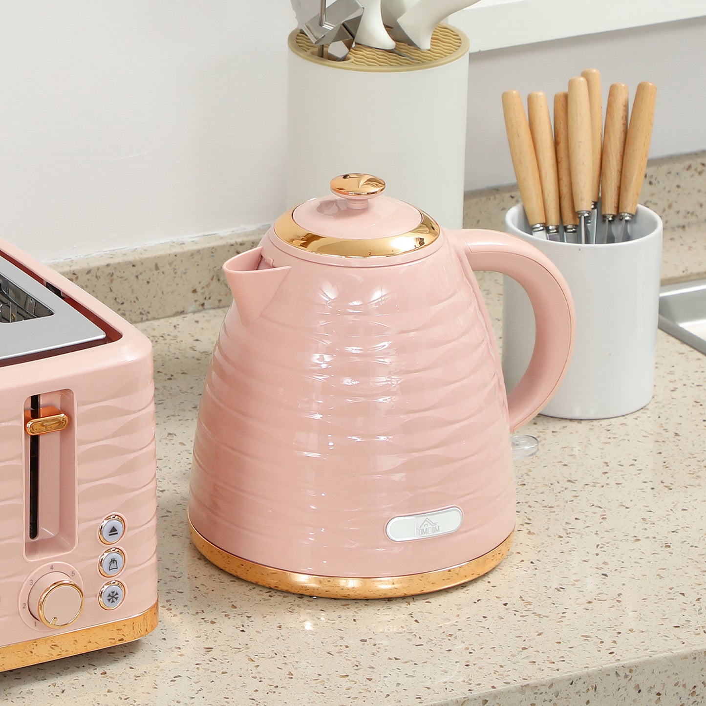 Kettle and Toaster Set 1.7L Kettle & 4 Slice Toaster, Light Pink