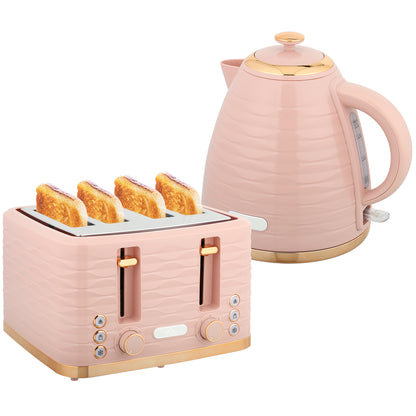 Kettle and Toaster Set 1.7L Kettle & 4 Slice Toaster, Light Pink