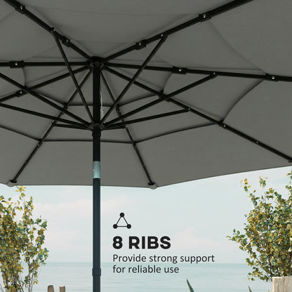 Garden Parasol, Outdoor Umbrella with Tilt Function, Grey