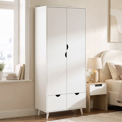 Storage Organisation Furniture with Rail and 2 Drawers, White